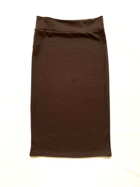 Azules Chocolate Brown Bodycon Midi Skirt Size S Y2K 90s Downtown Girl Stretch
